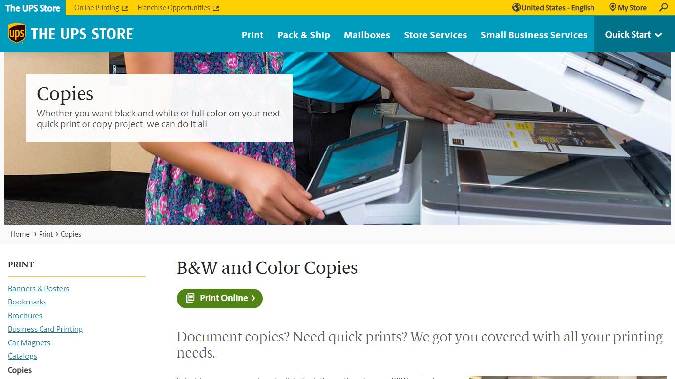 B&W Copies | Color Copies and Quick Prints | The UPS Store